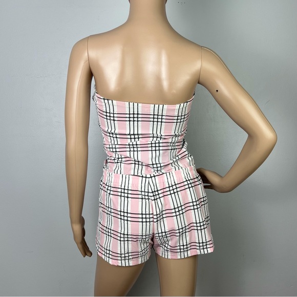 MORGAN LANE STRAPLESS PLAID PRINT ROMPER - Picture 5 of 5